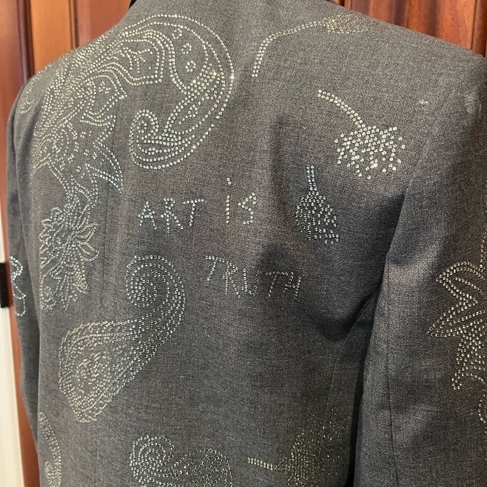 Zadig & Voltaire Women's Size 36 Grey Venus Paisley-embellished Blazer $798 - Picture 8 of 16